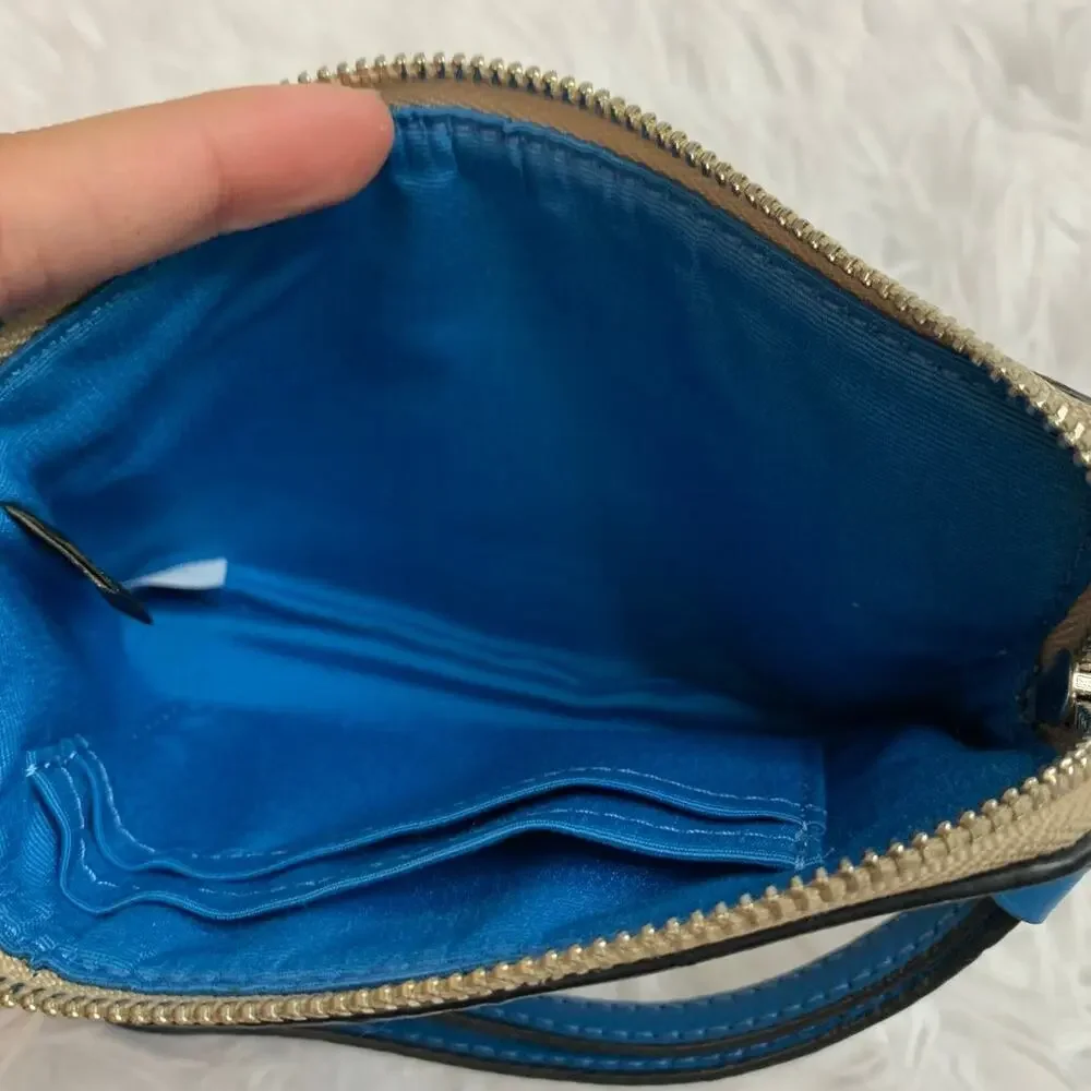 Coach Blue Zip Around Wristlet